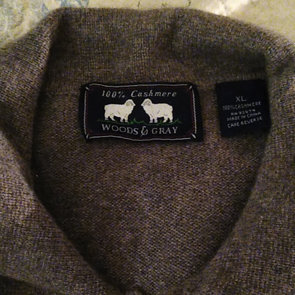 100% cashmere xl beige collared sweater mens